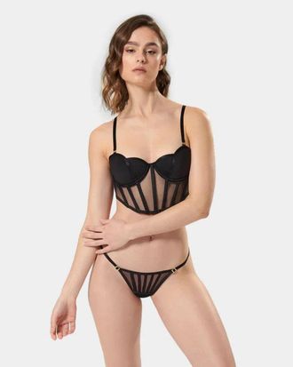 Bluebella Bluebella Rowan Bustier Womens Black Adjustable Strap Underwired JDM2514