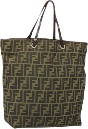 Fendi Pre-owned Tote Bags, female, Brown, Size: ONE SIZE Pre-owned Canvas Tote Bag
