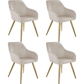 TecTake Accent Chair Marilyn Set Of 4 - Taupe/Gold in Taupe | Size: 4 Pack