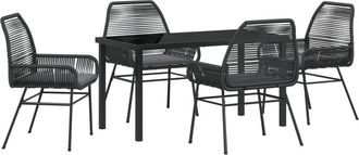 vidaXL Garden Dining Set 5 pcs Black Poly Rattan Vidaxl