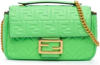 Fendi Pre-owned Shoulder Bags, female, Green, Size: ONE SIZE Pre-owned Vintage Leather Shoulder Bag