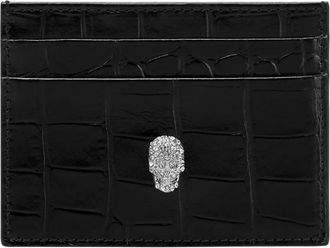 Philipp Plein Cardholder Cocco Skull - Dames - Portefeuilles - Zwart - ONE Size - Leer - Accessoires