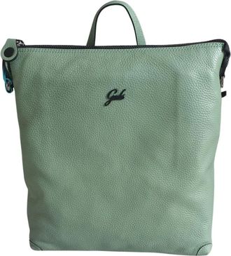 Gabs Zwarte Leren Rugzak met Turquoise Accenten - Dames - Rugzakken - Groen - ONE Size - Katoen - Tassen