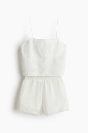 H&M Bestickter Baumwollpyjama - White