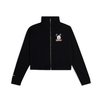 Freddy Felpa nera collo alto e zip comfort fit Mickey Mouse