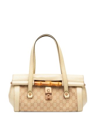 Gucci 2000-2015 GG Canvas Bamboo Bullet shoulder bag - women - Calf Leather/Canvas/Leather - One Size - Brown