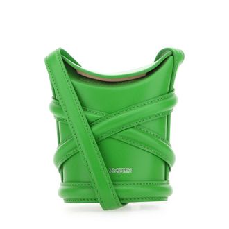 Alexander McQueen Grass Green Leather Mini The Curve Bucket Bag