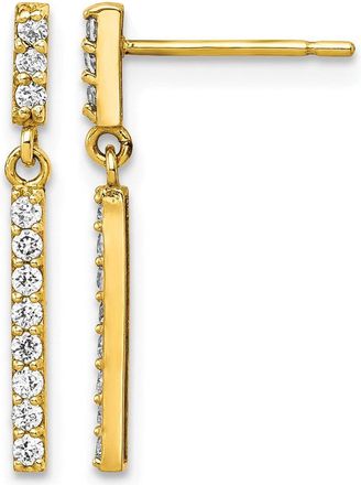 Diamond2Deal 10K Yellow Gold Round Cubic Zirconia Drop Dangle Earrings