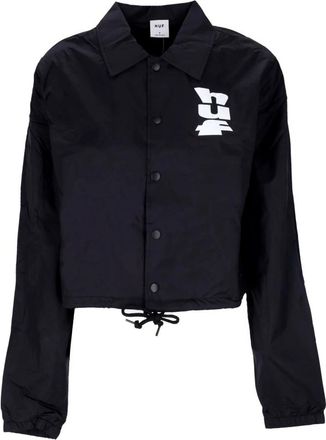 HUF Zwarte Crop Coach Jas Waterafstotend - Dames - Zomerjassen - Zwart - M - Polyester - Jassen