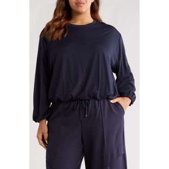 Wit & Wisdom Blouson Knit Top in Navy at Nordstrom, Size 3X