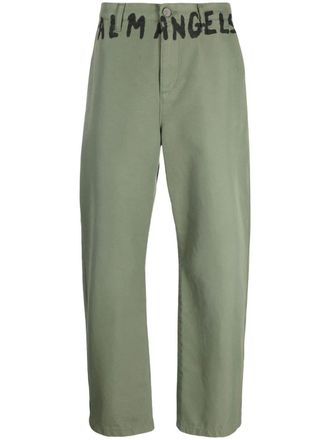 Palm Angels logo-print chino trousers - Green