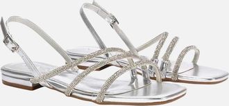 XY London Womens XY London Womens/Ladies Abigale Diamante Metallic Sling Back Sandals - Silver - Size: 6