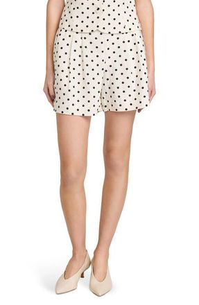Wayf Arielle Pleated Shorts in Ivory Polka Dot at Nordstrom, Size X-Small