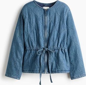 H&M Quilted Denim Jacket in Denim Blue at Nordstrom, Size Xx-Small