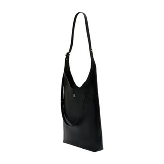 Courr&egrave;ges Womens Calfskin Shoulder Bag Black