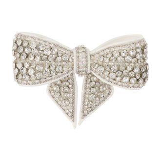 Self Portrait Womens Crystal-Embellished Bow Hair Clip White Synthetic Pins Claws & Clips