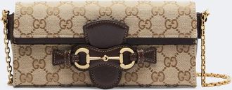 Gucci Portafoglio con catena Horsebit in canvas GG