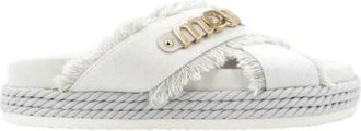 Mou Slippers - Dames - Sandalen - Wit - 36 EU - Denim - Schoenen