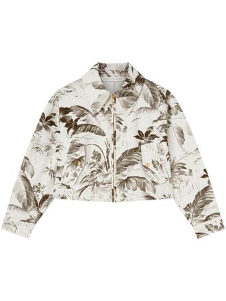 Palm Angels palm-tree print denim jacket - Neutrals