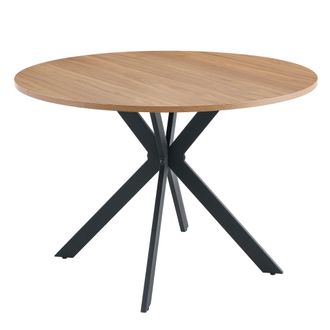 STILVORA Mesa De Comedor Redonda En Mdf Y Metal Con Patas En X Negras - 110&times;110&times;75 Cm, Nogal Y Negro