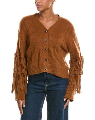 Brodie Cable Fringe Cashmere Cardigan