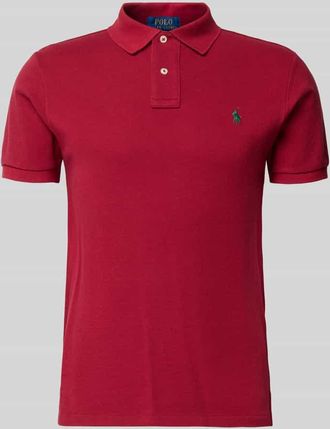 Polo Ralph Lauren Slim Fit Poloshirt aus reiner Baumwolle in Bordeaux, Gr&ouml;&szlig;e XXL