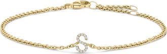House of Brilliance 10K Gold Diamond Accent A-Z Initial Charm and Link Bracelet in Yellow | S at Nordstrom