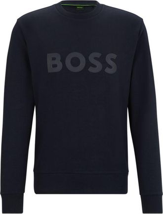 BOSS Stretch-cotton sweatshirt with sandwich logo