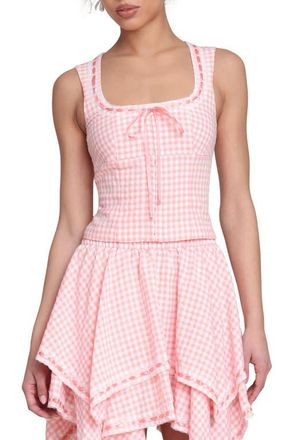 Avec Les Filles Gingham Top in Pink - White Gingham at Nordstrom, Size X-Small