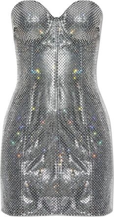 Dolce & Gabbana Sequin Off-Shoulder Jurk - Dames - Korte kleedjes - Grijs - XS - Pailletten - Kleedjes