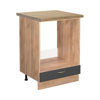 Vicco Armario Para Horno Empotrado Fame-line, Antracita-oro, 60 Cm, Et Roble