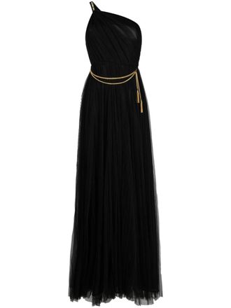 Elisabetta Franchi one-shoulder tulle dress - women - Polyamide/Polyester - 44 - Black