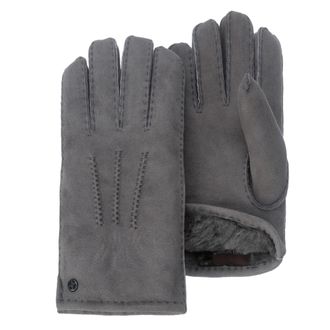 Pearlwood Lederhandschuhe PEARLWOOD NORTH, Herren, Gr. 8,5, grau, Schafsleder, unifarben, Handschuhe Lederhandschuhe, warm gef&uuml;ttert, Ziern&auml;hte, Temperaturregul