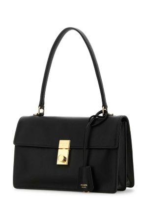 Prada Womens Black Leather Handbag Nero Vitello Borse A Mano Bag