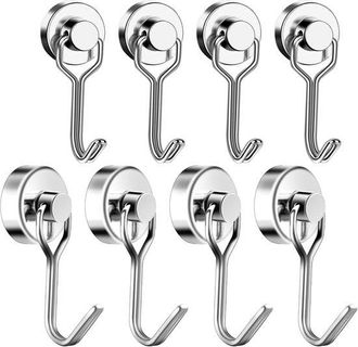 No Brand Ganchos Magn&eacute;ticos Extrafuertes - 8 Unidades - Multifuncionales Para Llaves, Toallas, Accesorios De Cocina - Ideales Para La Cocina, Cruceros Y Barbac