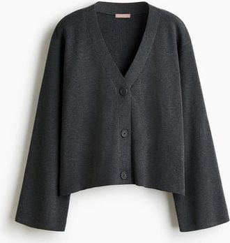 H&M Fine-knit cardigan in Dark Gray Melange at Nordstrom, Size Xx-Small