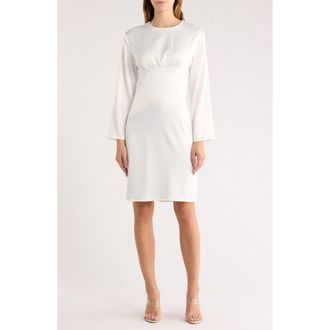 Area Stars Empire Waist Long Sleeve Satin Dress in White at Nordstrom Rack, Size X-Large