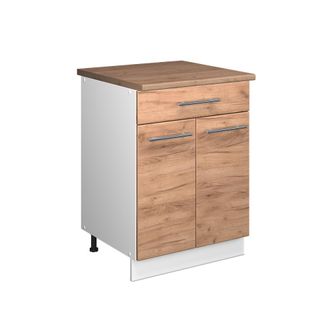 Vicco Mueble Bajo Para Fregadero/placa Fame-line, Roble Dorado/blanco, 60 Cm Con Caj&oacute;n, Et Roble, Vicco