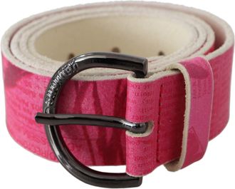 John Galliano Leather Letter Logo Design Round Buckle Womens Belt