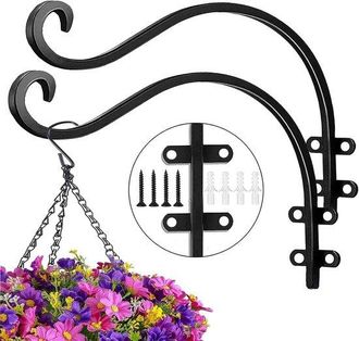 No Brand Paquete De 2 Soportes Colgantes Para Exteriores De 40,5 X 28 Cm (16 Pulgadas) - Gancho De Pared De Metal Resistente Para Macetas, Comederos Para P&aacute;jar