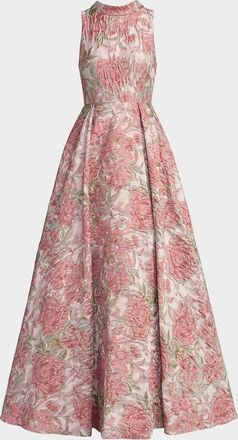 Mac Duggal Floral Brocade Gown