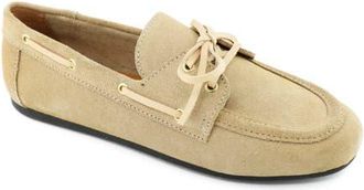 Marc Joseph New York Grove Street Slip On Leather Tiebow Loafer in Beige Suede at Nordstrom, Size 10.5