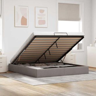 vidaXL vidaXL Struttura Letto Pouf senza Materasso Tortora 200x200 cm Tessuto