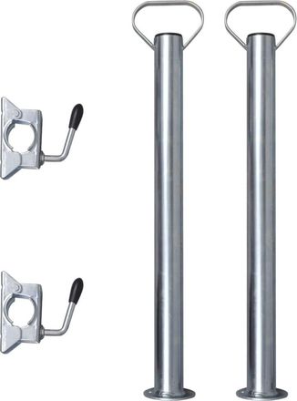 vidaXL 2 Tubos De Soporte Con 2 Abrazaderas Para Rueda Jockey De 48 Mm Vidaxl