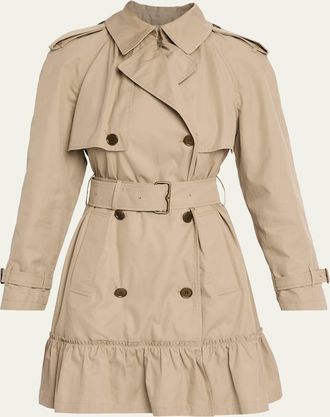 Burberry Ruffle Belted Short Trench Coat
