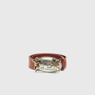 Diesel 3.5cm leather belt with cherub Oval D buckle - Belts - Woman - Brown