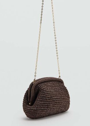 Mango Borsa clutch in fibra naturale cioccolato - Donna - Taglia unica - MANGO
