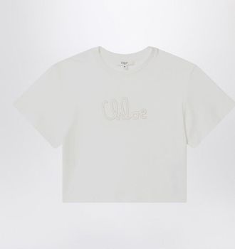 Chloé White T-shirt with embroidered logo