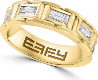 Effy Mens 14K Gold Plated Sterling Silver Baguette Zircon Band Ring - Size 10 in Yellow at Nordstrom Rack