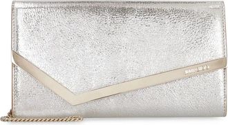 Jimmy Choo London Emmie Metallic-effect Chain-strap Clutch Bag